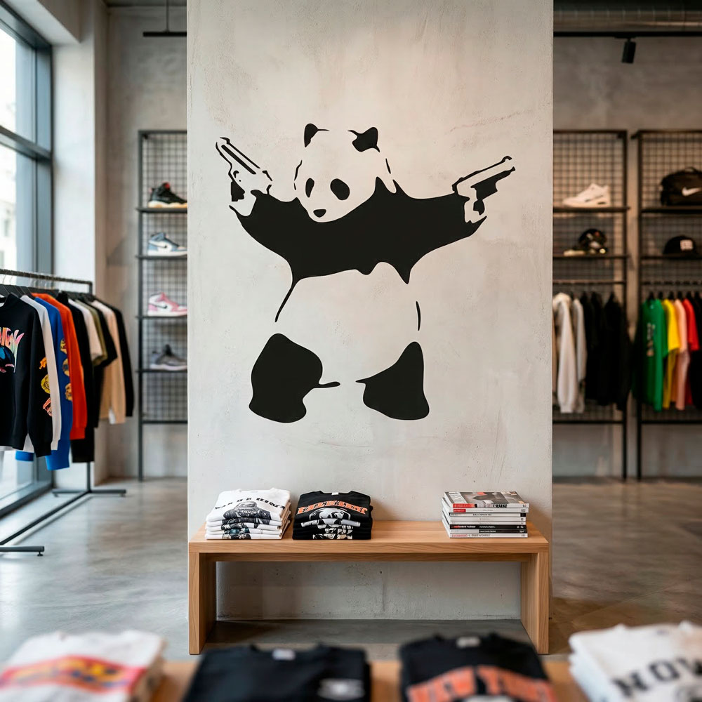Wandtattoos: Banksy Panda bewaffnet