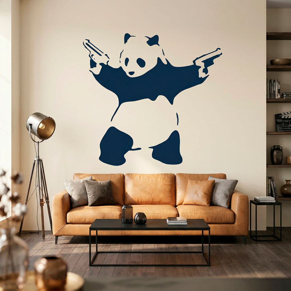Wandtattoos: Banksy Panda bewaffnet