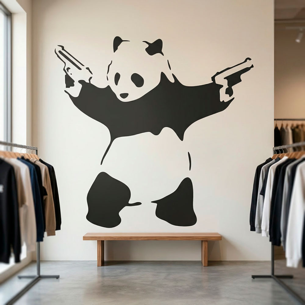 Wandtattoos: Banksy Panda bewaffnet