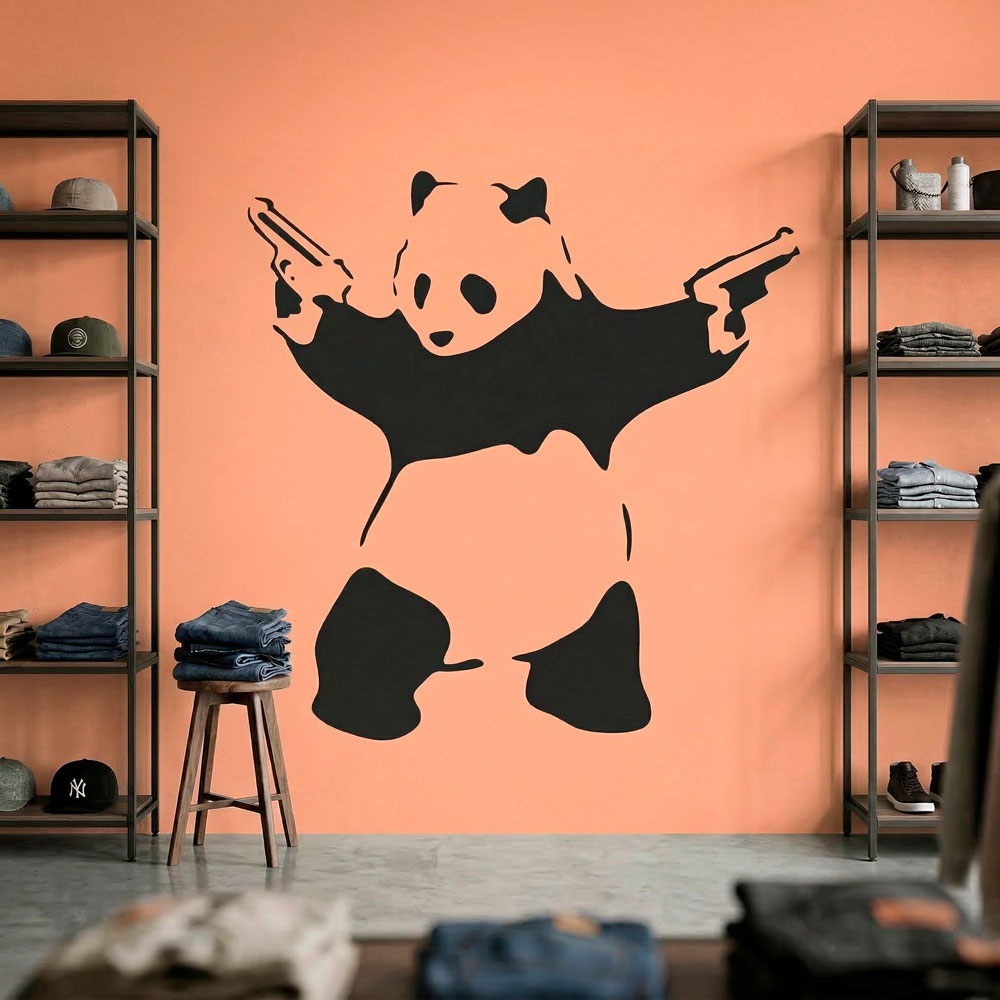 Wandtattoos: Banksy Panda bewaffnet