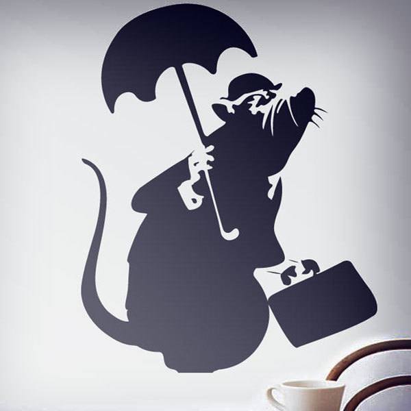 Wandtattoos: Ratte mit Regenschirm von Banksy