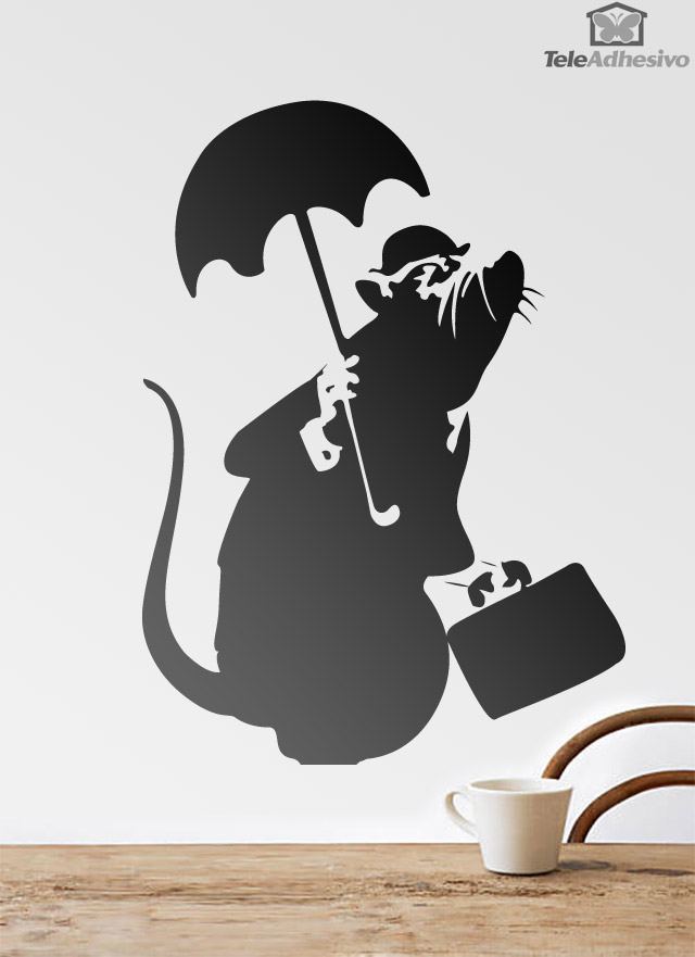 Wandtattoos: Ratte mit Regenschirm von Banksy