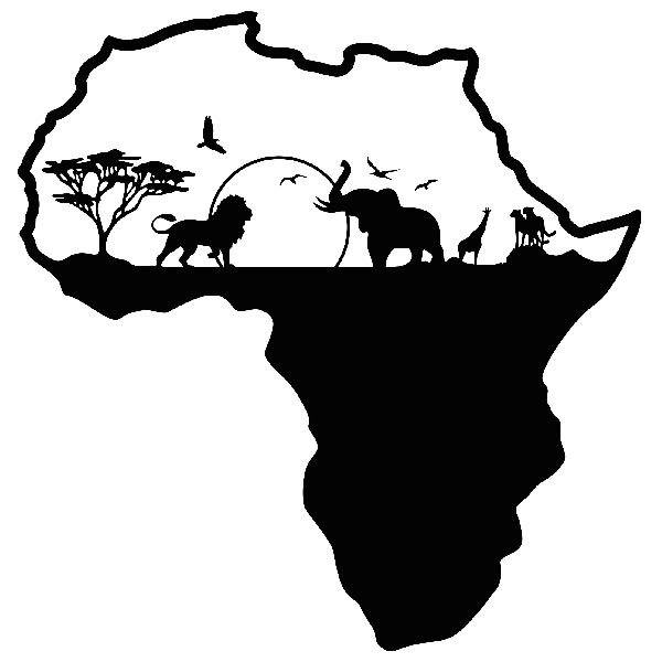 Wandtattoos: Afrika Silhouette Skyline Tiere