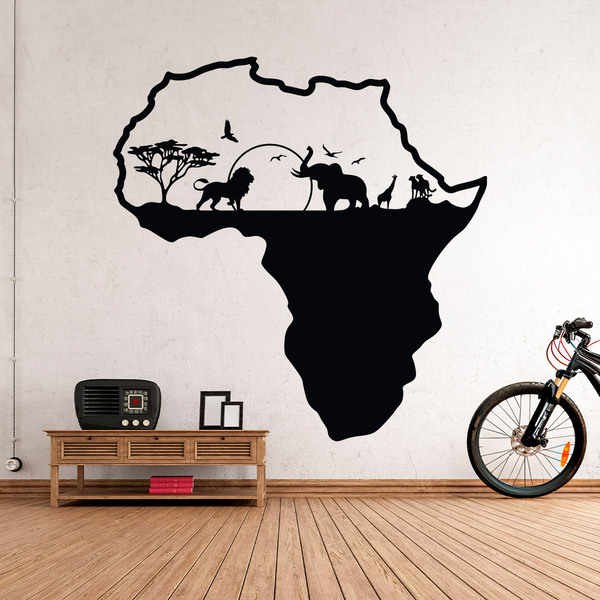 Wandtattoos: Afrika Silhouette Skyline Tiere