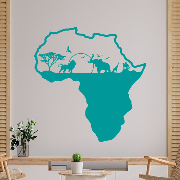 Wandtattoos: Afrika Silhouette Skyline Tiere