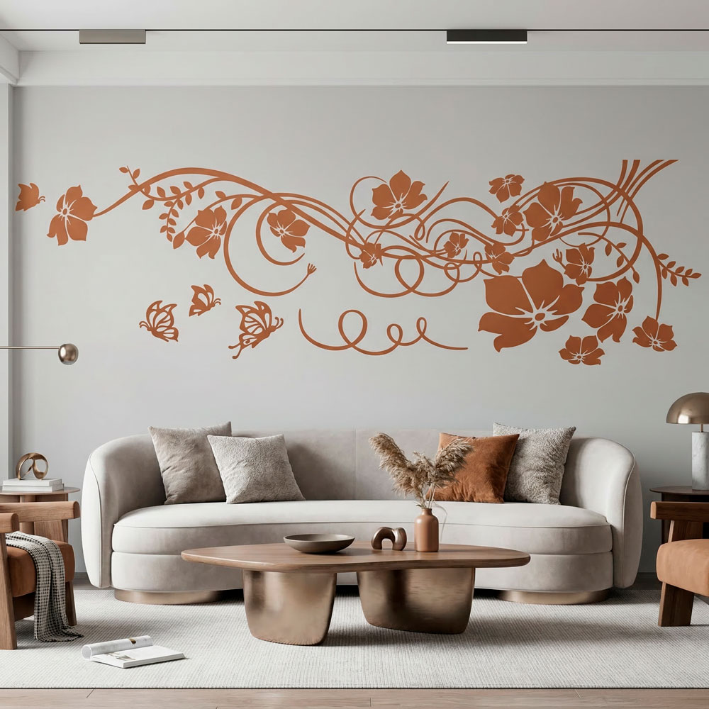 Wandtattoos: Blumen mit Schmetterlingen