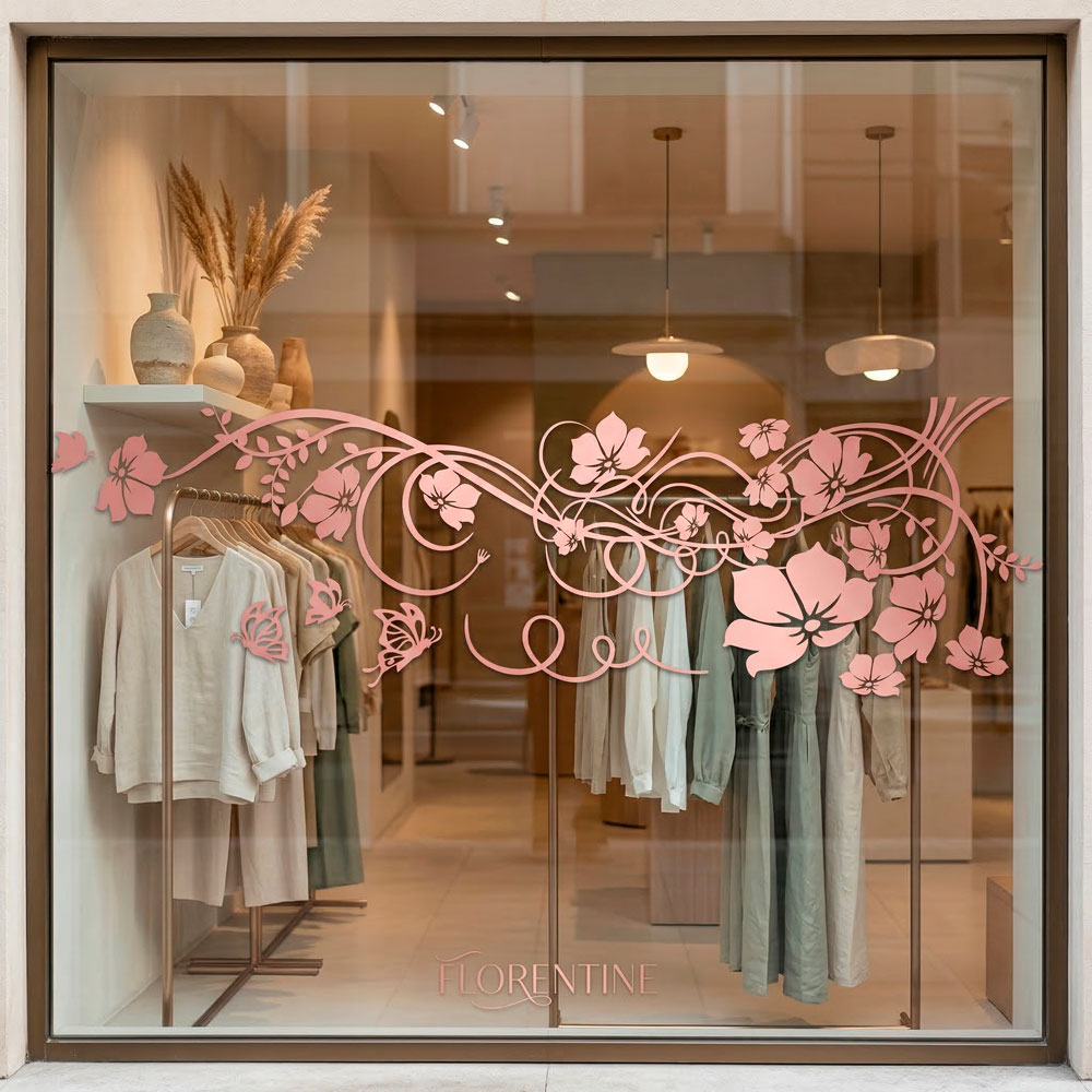 Wandtattoos: Blumen mit Schmetterlingen