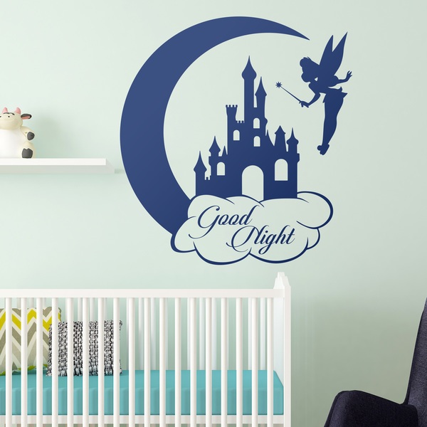 Kinderzimmer Wandtattoo: Tinkerbell, Castle and Moon. Good Night