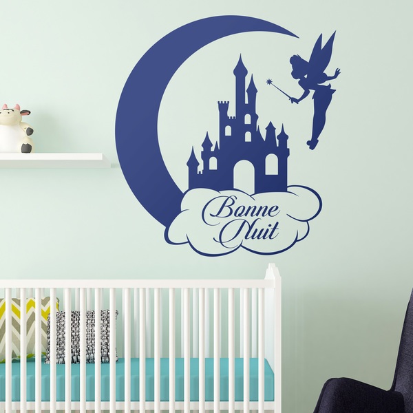 Kinderzimmer Wandtattoo: Tinkerbell, Burg und Mond. Bonne Nuit