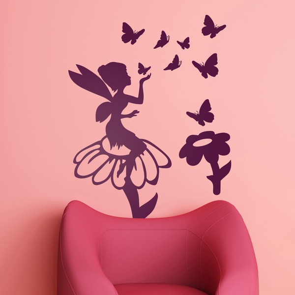 Kinderzimmer Wandtattoo: Glocke, Blumen und Schmetterlinge