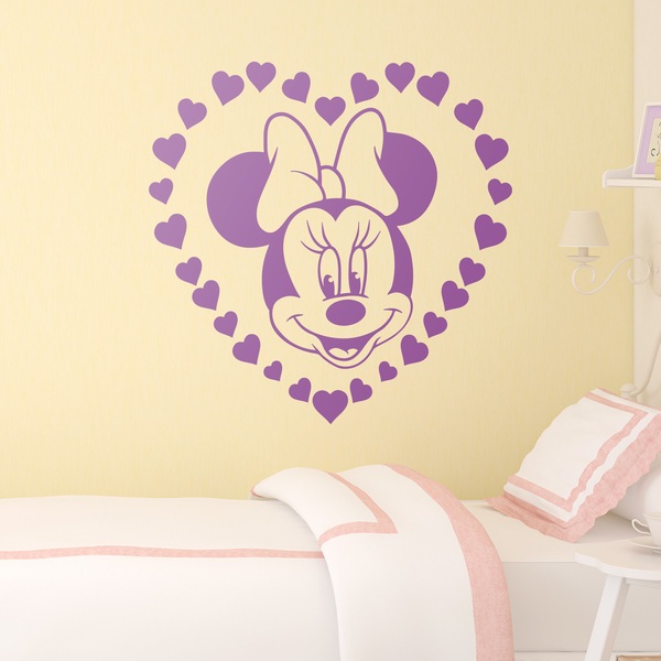 Kinderzimmer Wandtattoo: Minnie Maus und Herzen