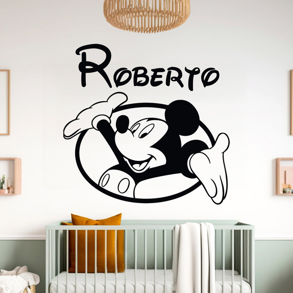 Kinderzimmer Wandtattoo: Fenster Micky Maus personalisiert
