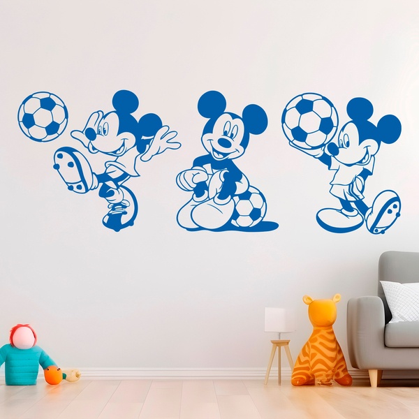 Kinderzimmer Wandtattoo: Triptychon Mickey Mouse Fußballspieler