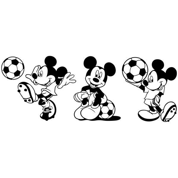 Kinderzimmer Wandtattoo: Triptychon Mickey Mouse Fußballspieler