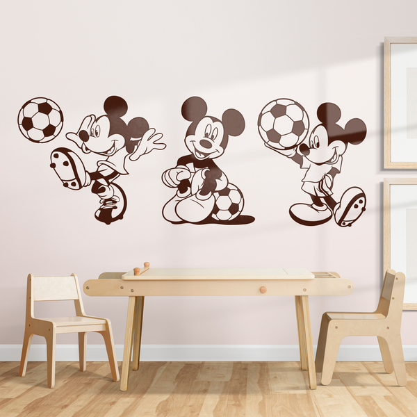 Kinderzimmer Wandtattoo: Triptychon Mickey Mouse Fußballspieler
