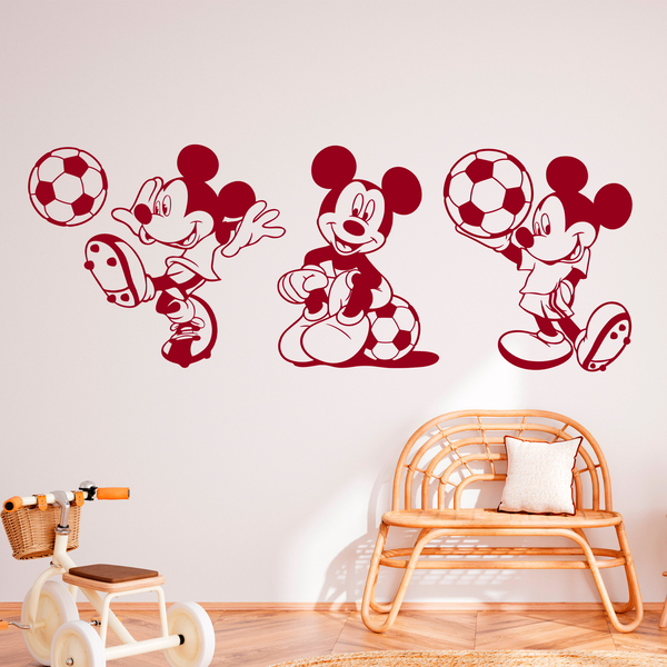 Kinderzimmer Wandtattoo: Triptychon Mickey Mouse Fußballspieler