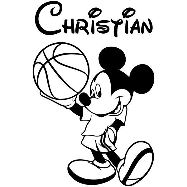 Kinderzimmer Wandtattoo: Micky Maus mit einem Basketball