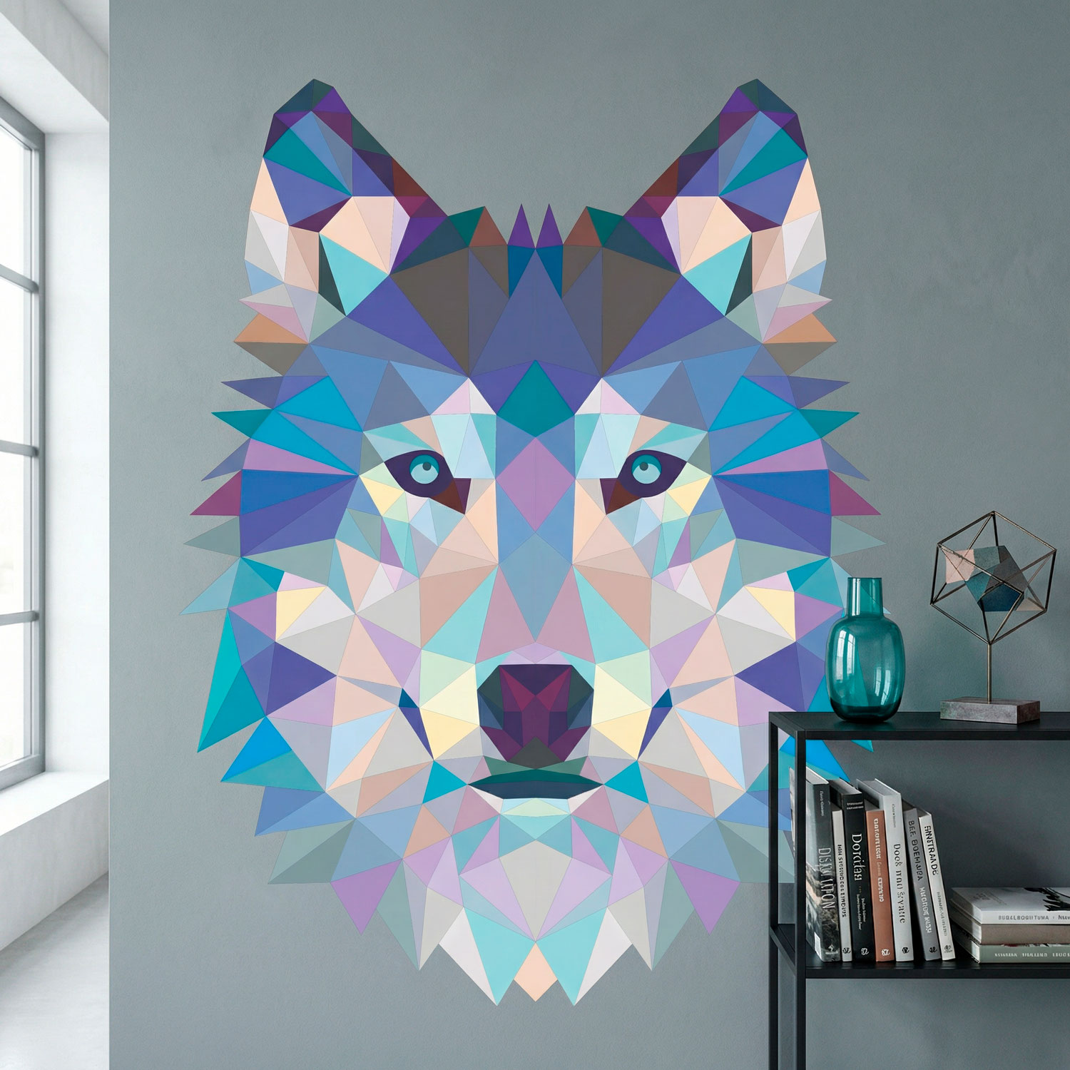 Wandtattoos: Wolfskopf-Origami