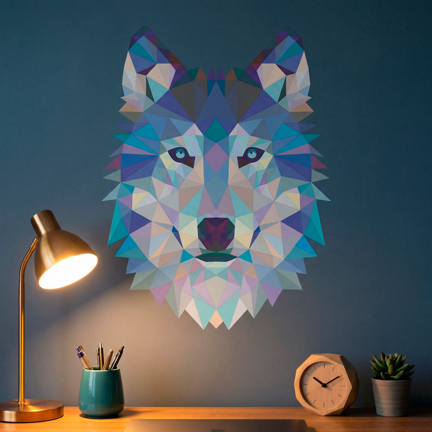 Wandtattoos: Wolfskopf-Origami