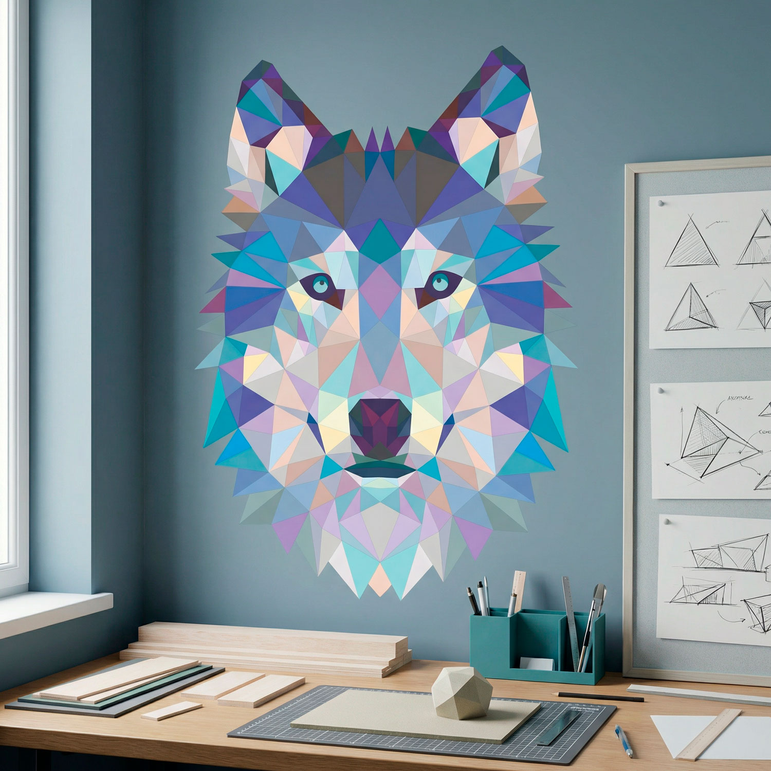 Wandtattoos: Wolfskopf-Origami