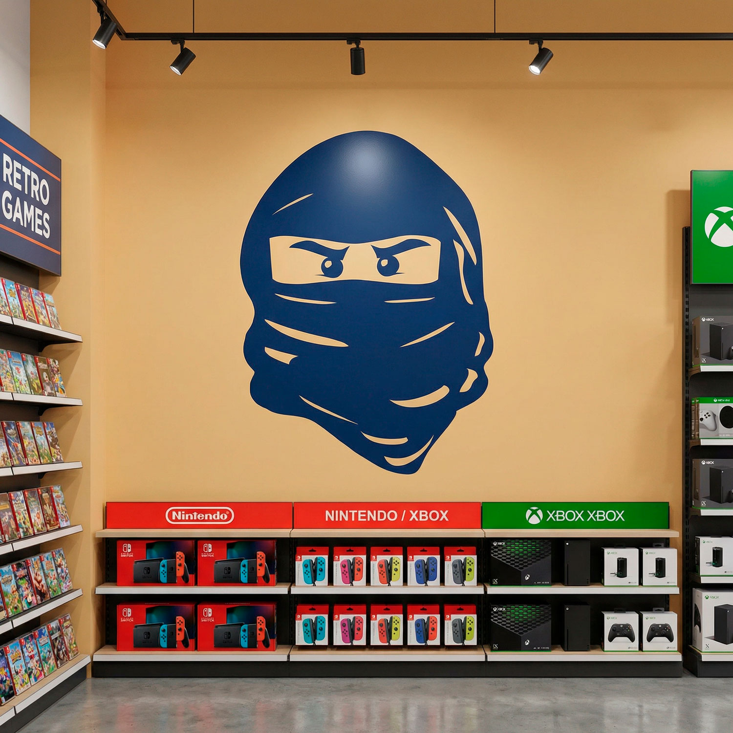 Kinderzimmer Wandtattoo: Gesicht von Lego Ninja.