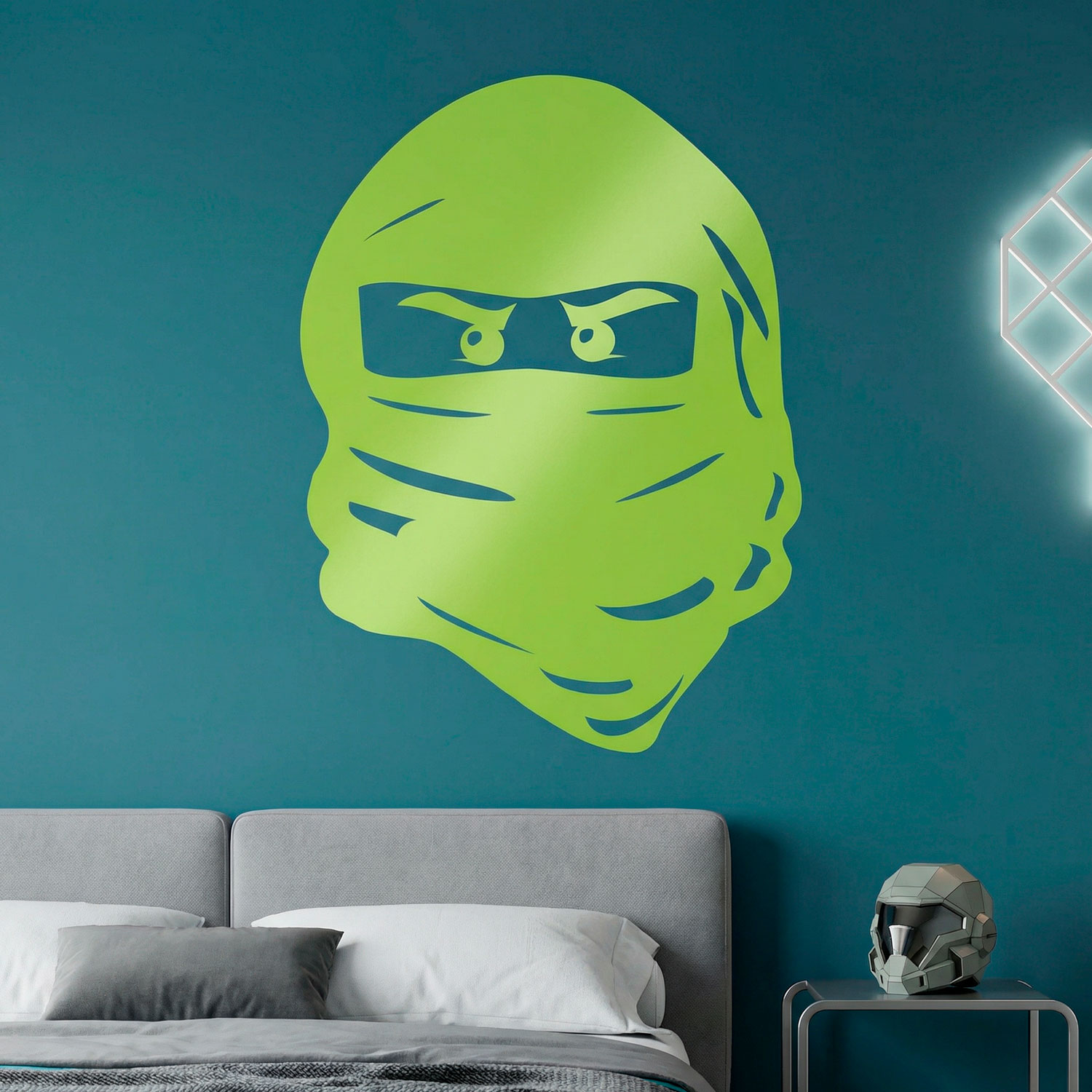 Kinderzimmer Wandtattoo: Gesicht von Lego Ninja.