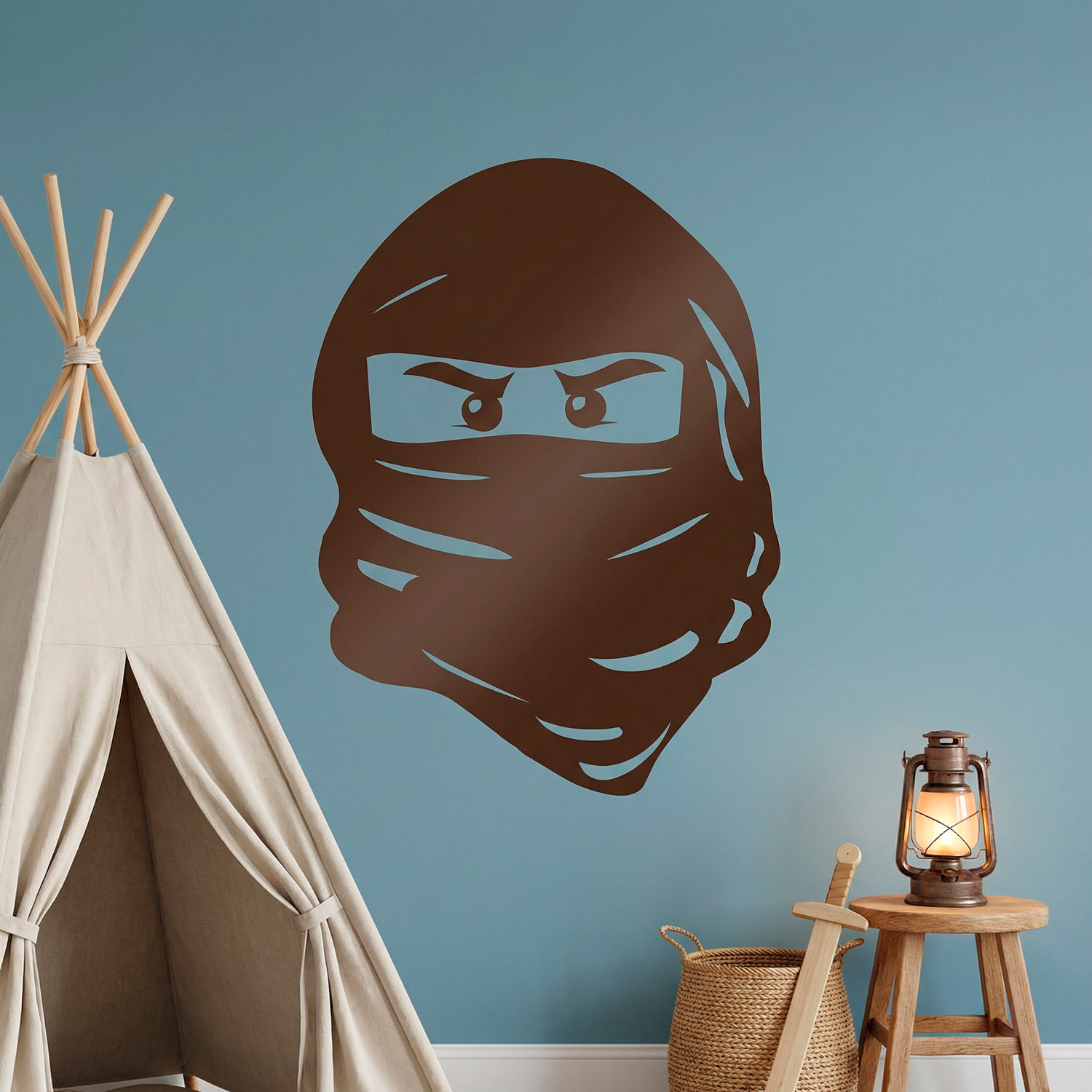 Kinderzimmer Wandtattoo: Gesicht von Lego Ninja.