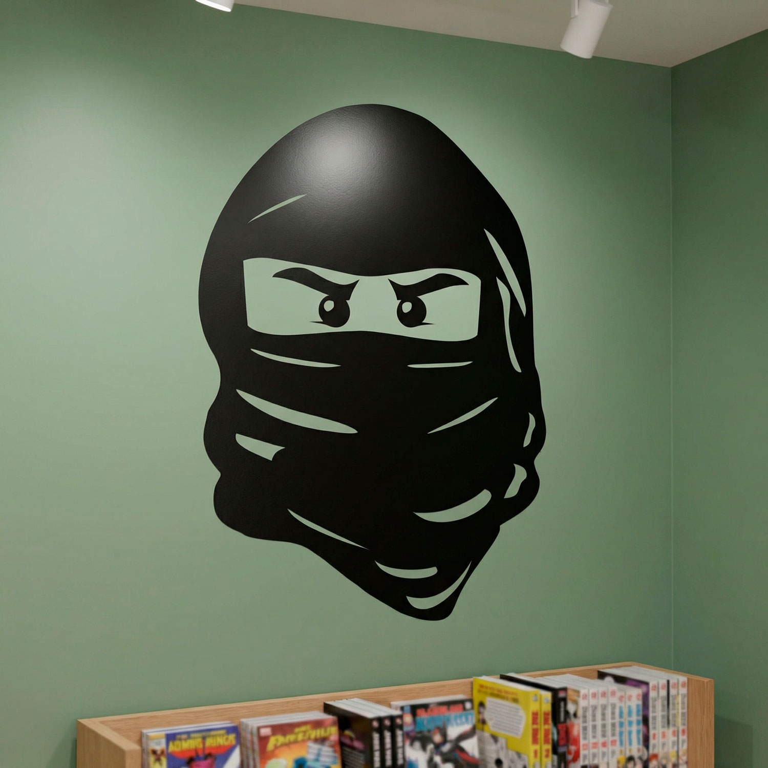 Kinderzimmer Wandtattoo: Gesicht von Lego Ninja.