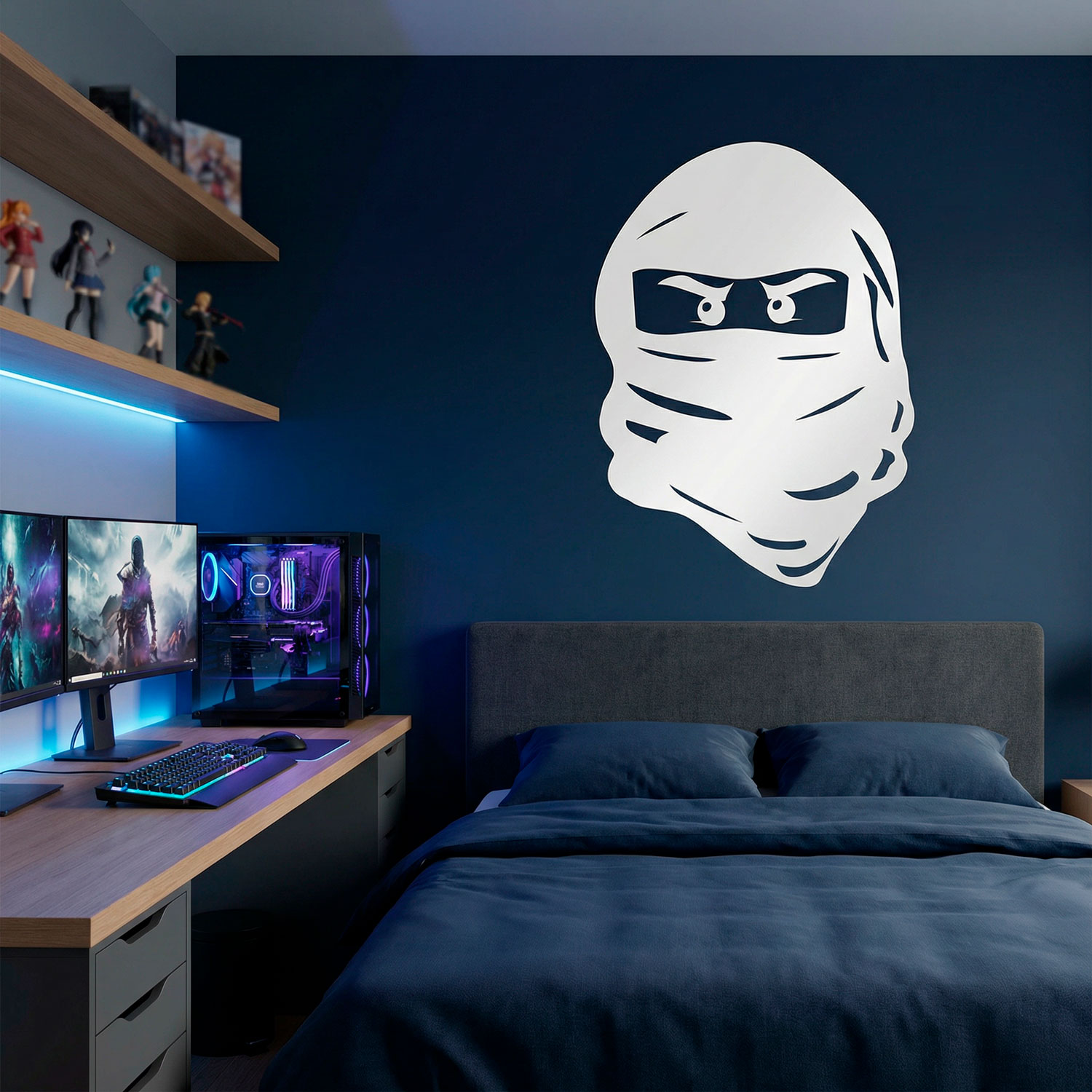 Kinderzimmer Wandtattoo: Gesicht von Lego Ninja.