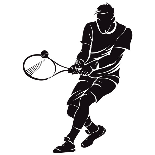 Wandtattoos: Tennis-Spieler Rückhand zwei Hände