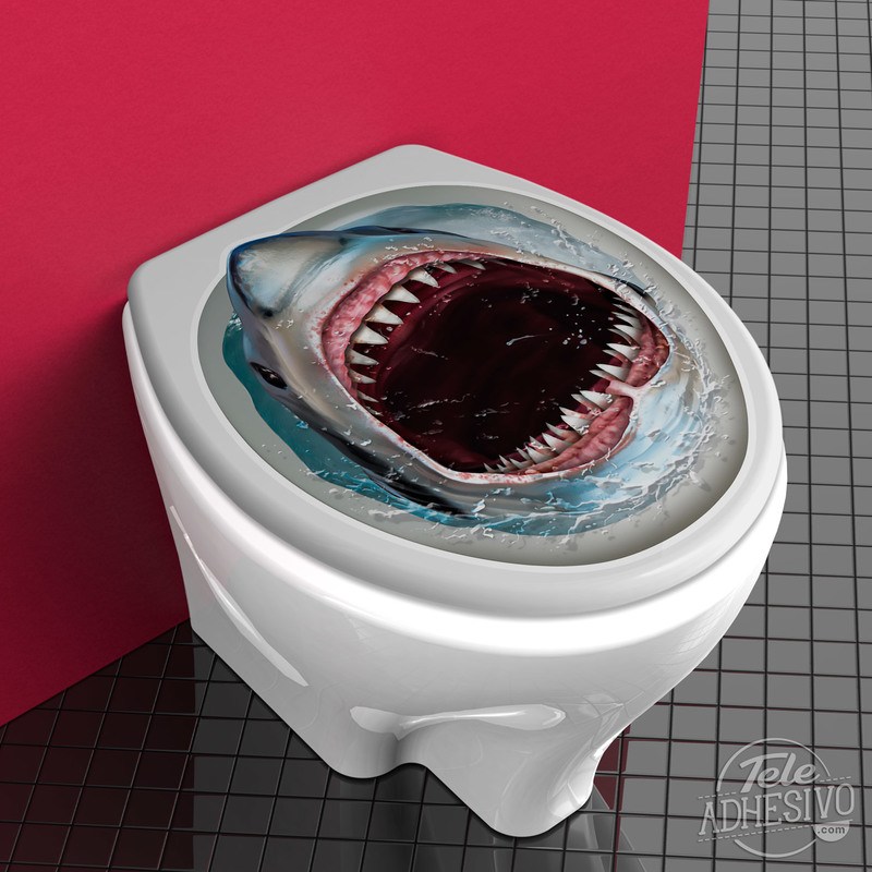 Wandtattoos: Hai aus der Toilettenschüssel kommen