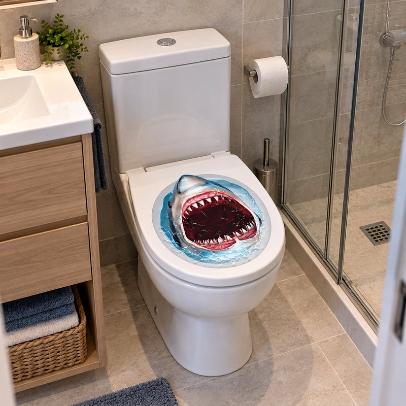 Wandtattoos: Hai aus der Toilettensch&uuml;ssel kommen