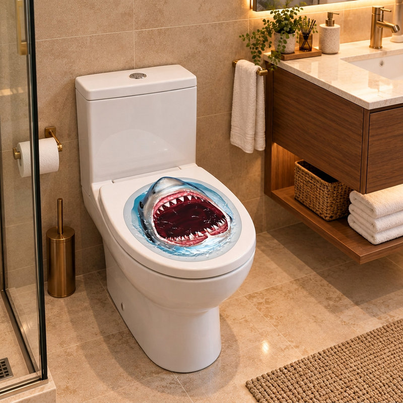 Wandtattoos: Hai aus der Toilettensch&uuml;ssel kommen