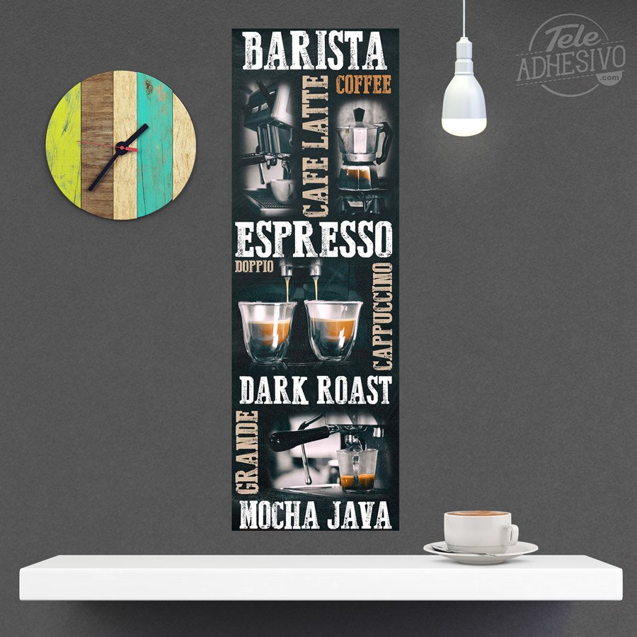 Wandtattoos: Klebstoff Plakat Arten von Kaffee