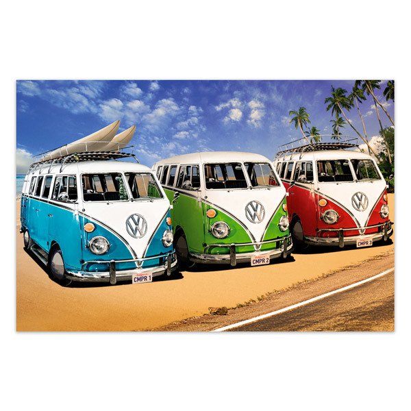 Wandtattoos: 3 Volkswagen Hippie Lieferwagen