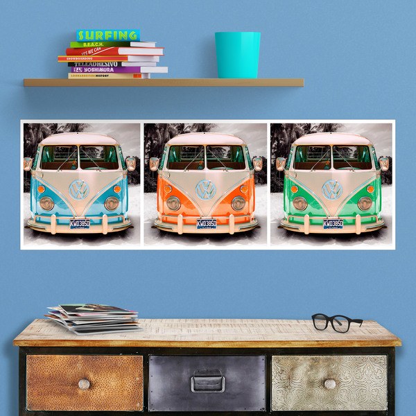 Wandtattoos: 3 Volkswagen T1 (kombi)