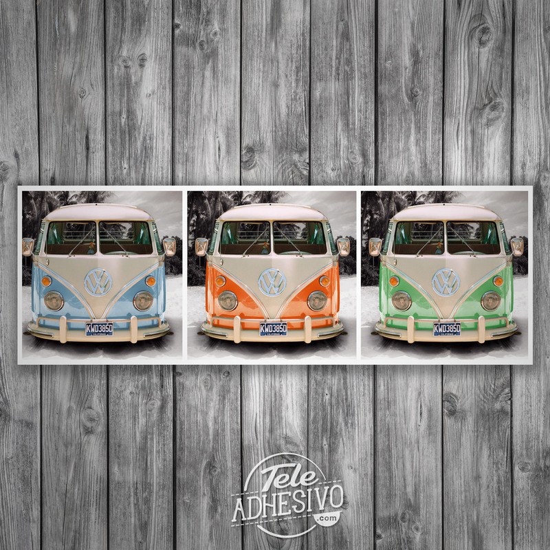 Wandtattoos: 3 Volkswagen T1 (kombi)