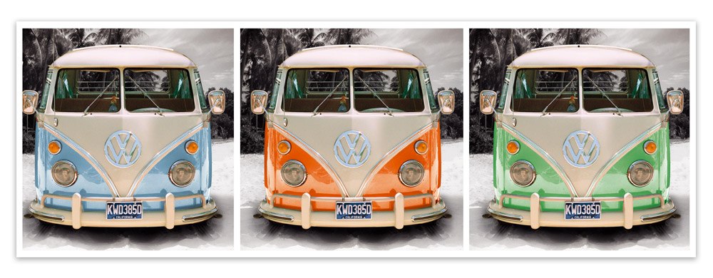 Wandtattoos: 3 Volkswagen T1 (kombi)