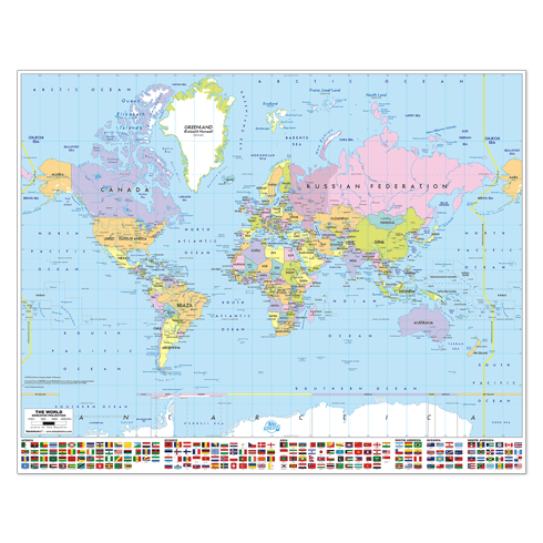 Wandtattoos: Poster Weltkarte mit Fahnen