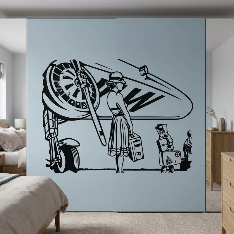 Wandtattoos: Dame am Flughafen