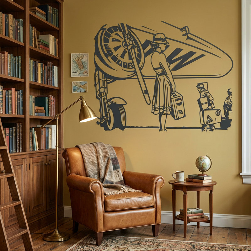 Wandtattoos: Dame am Flughafen