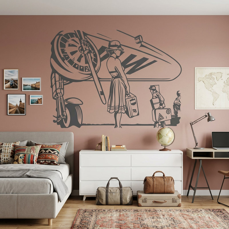 Wandtattoos: Dame am Flughafen