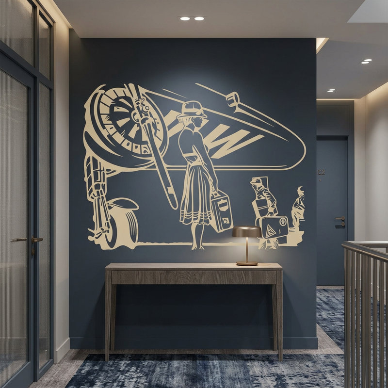 Wandtattoos: Dame am Flughafen