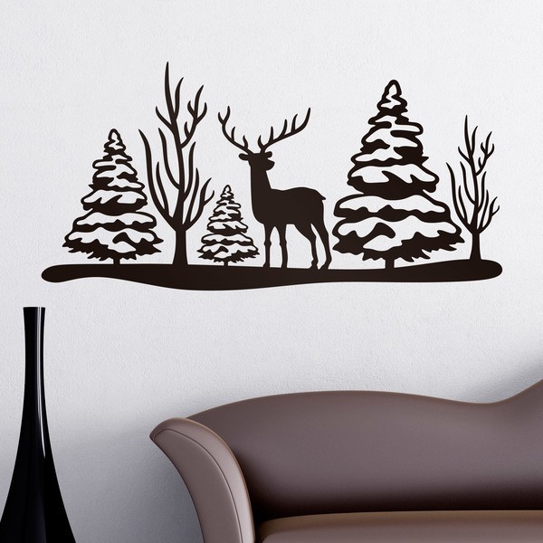 Wandtattoos: Rotwild in der Weihnachtslandschaft