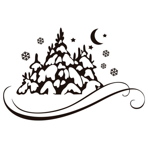 Wandtattoos: Snowy-Wald, Mond und Sterne