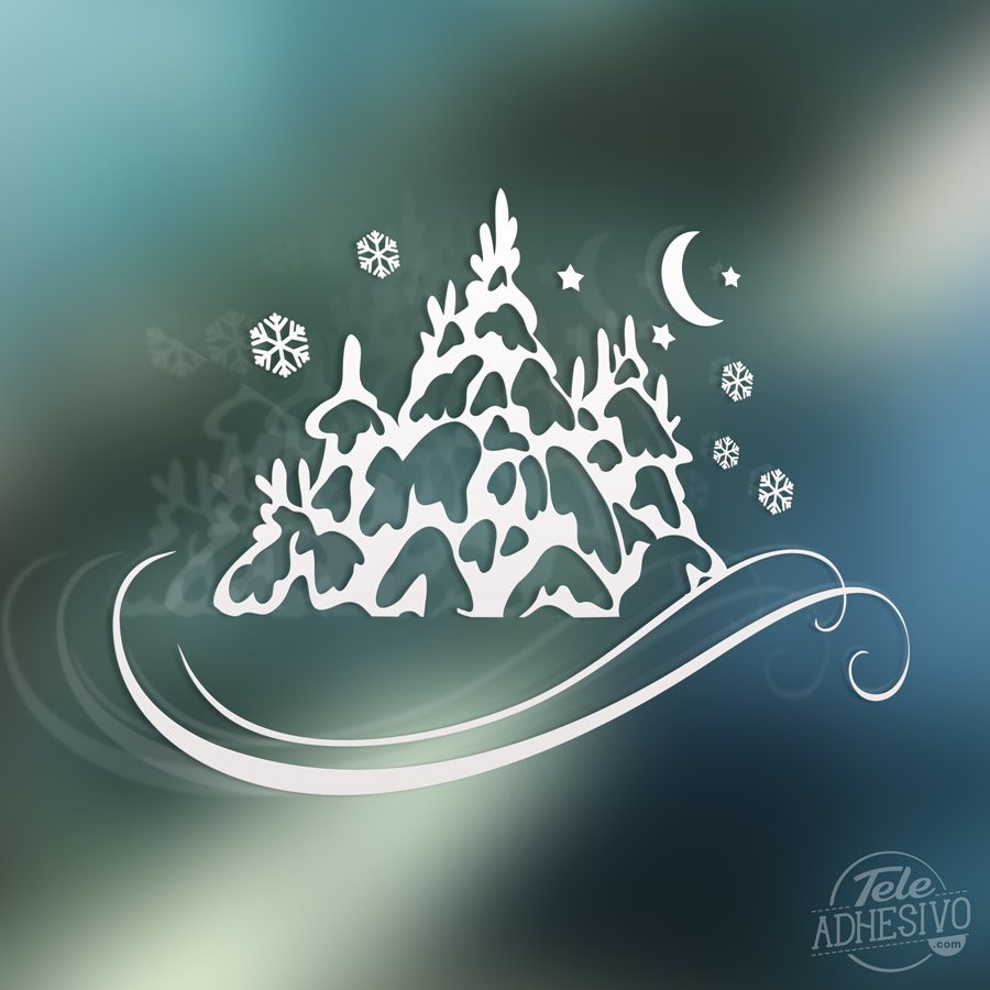 Wandtattoos: Snowy-Wald, Mond und Sterne