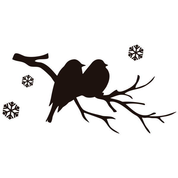 Wandtattoos: Vögel auf dem Zweig und Schnee