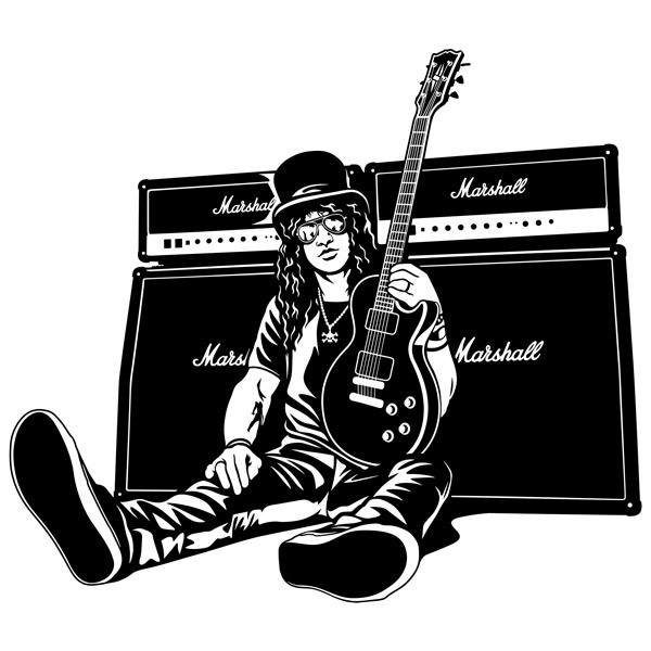 Wandtattoos: Slash, Gitarre und Lautsprecher