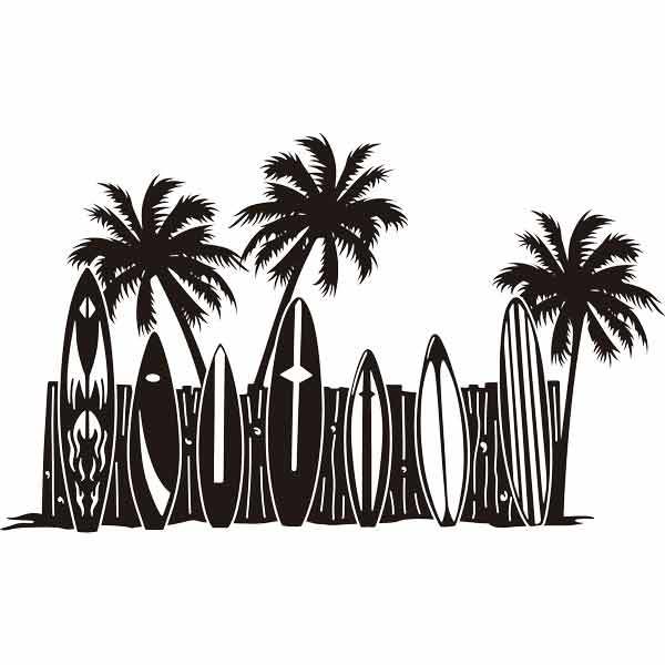 Wandtattoos: Palmen und Surfbretter am Strand