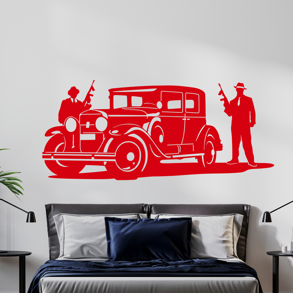 Wandtattoos: Al Capone Gangster und gepanzerten Cadillac